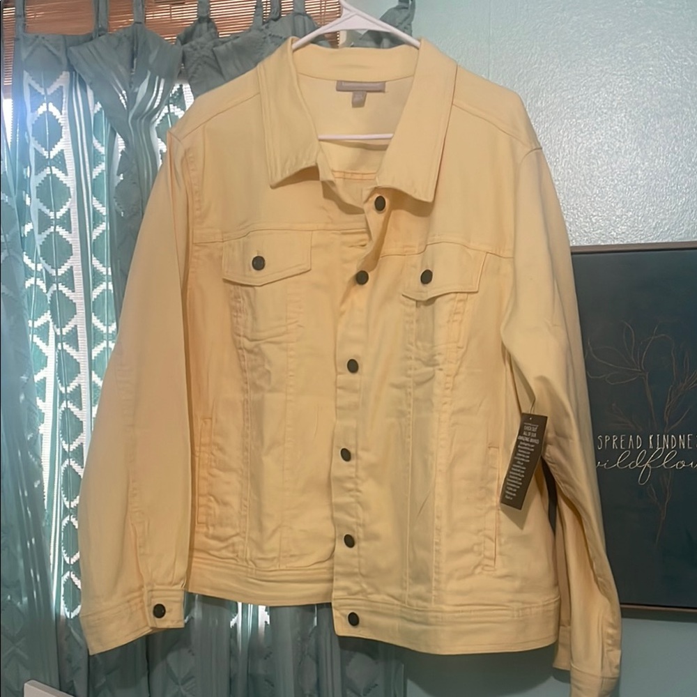 Woman within plus size yellow jacket
